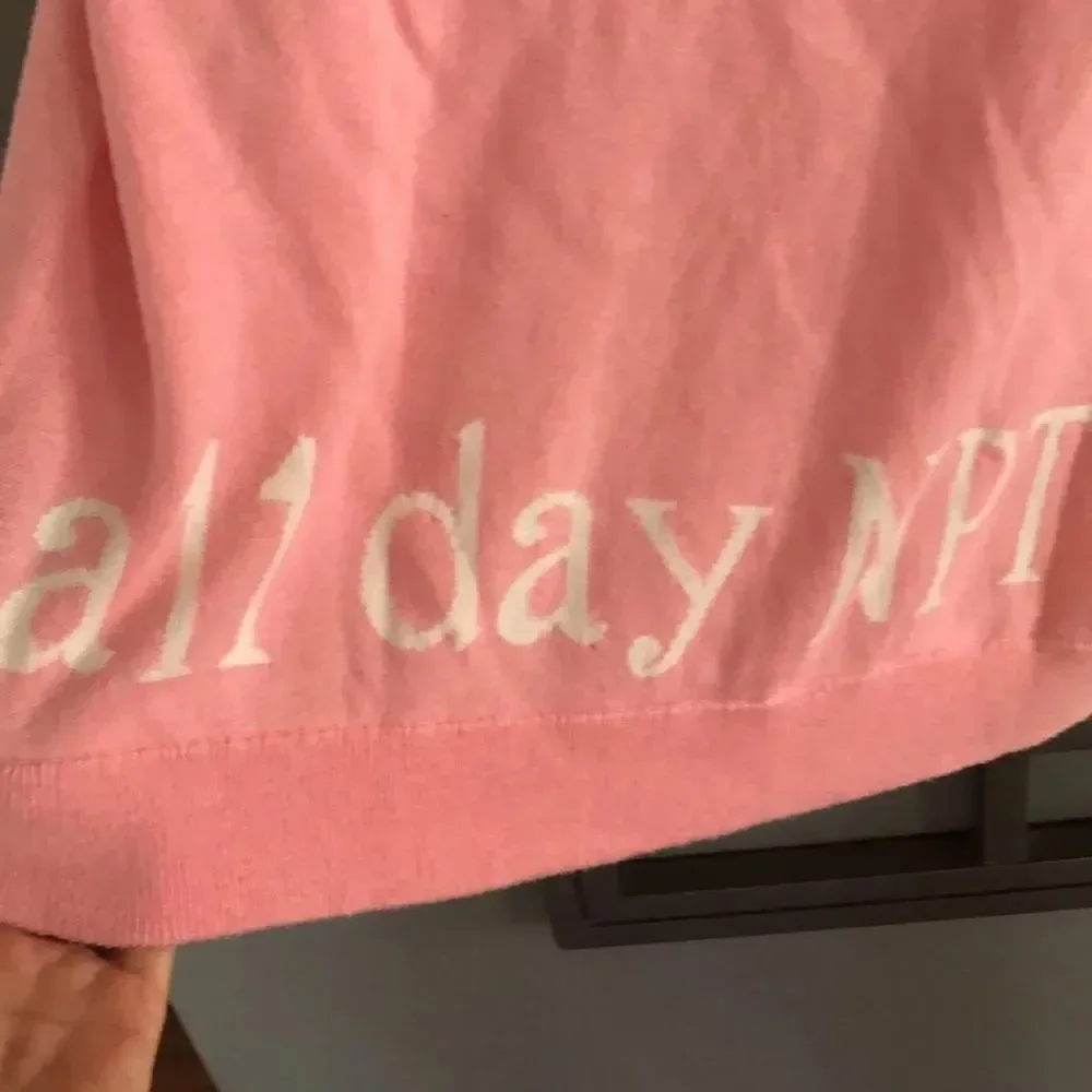 Caroline Grace “Rose all day NPT” wine lovers pink sweater cotton cashmere S